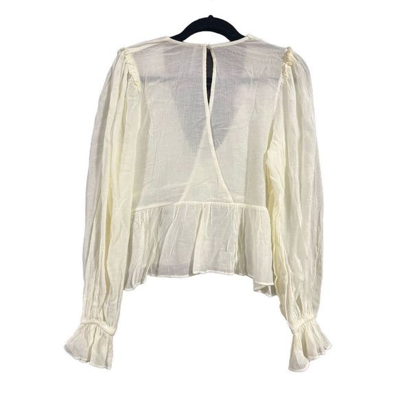 NEW! FREE PEOPLE Daia Pirate Airy Flounce Ruffle Peasant Peplum Top Blouse Small - Picture 3 of 15